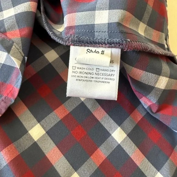 Mizzen+Main Performance Stretch Patriotic Plaid Casual Button Shirt LARGE TRIM - Picture 8 of 8